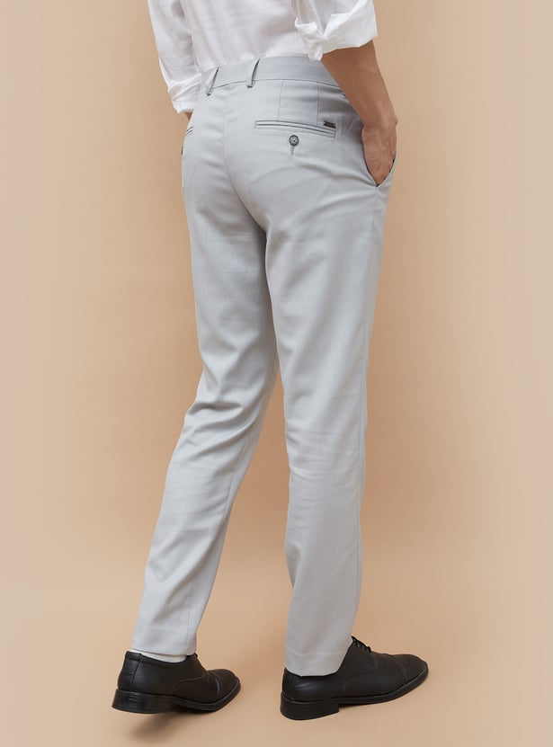 CODE Textured Slim Tapered Formal Trousers