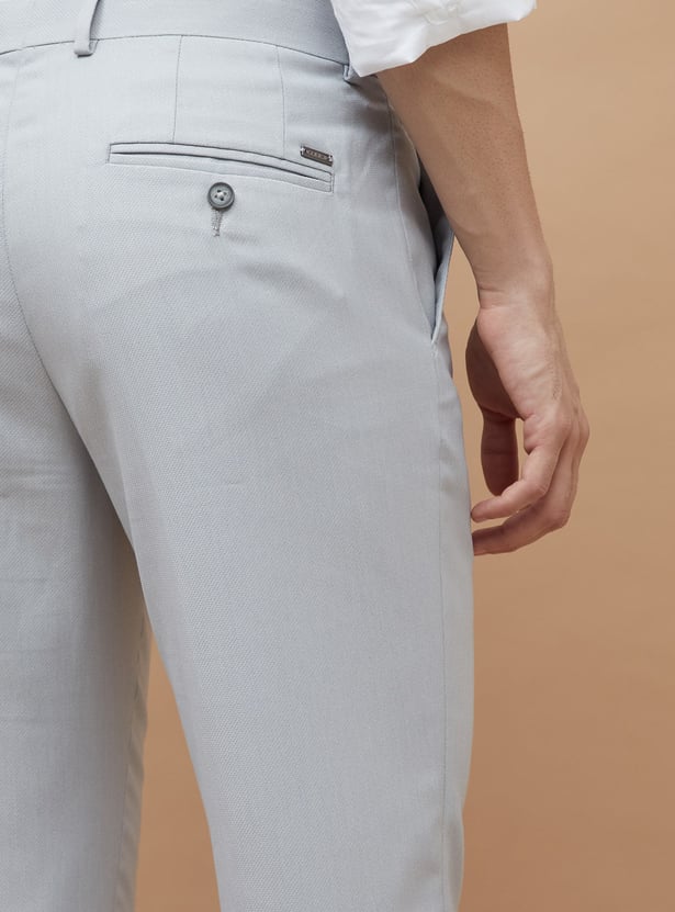 CODE Textured Slim Tapered Formal Trousers