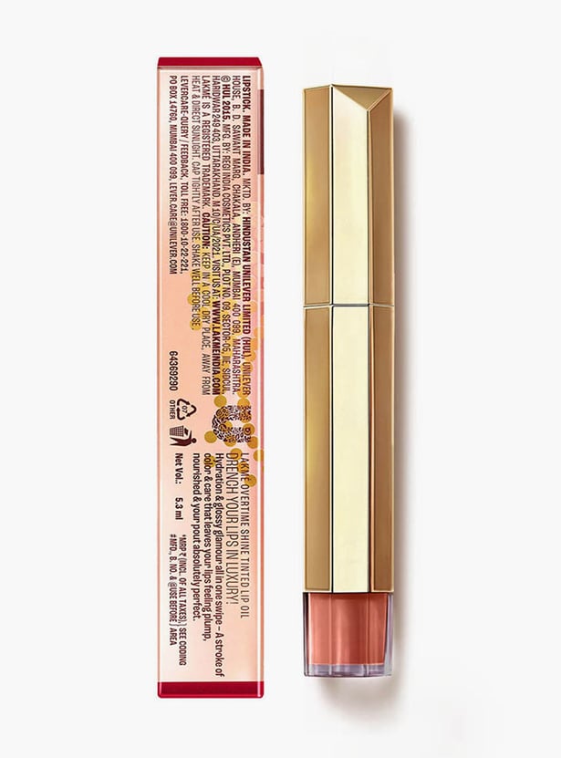 LAKME 9 to 5 Overtime Shine Tinted Lip Oil - Everyday Nude - 5.3ml