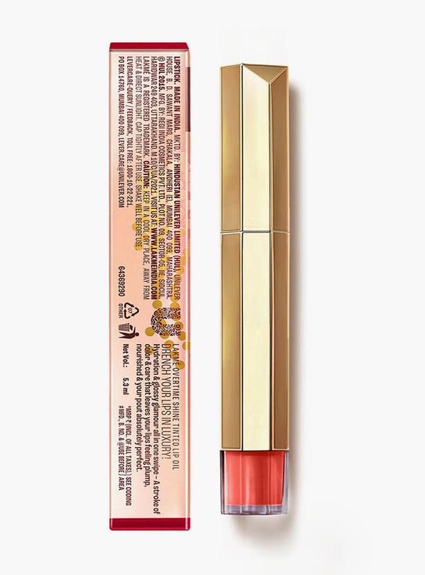 LAKME 9 to 5 Overtime Shine Tinted Lip Oil - Brick Rouge - 5.3ml