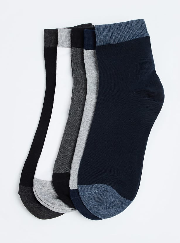 BONJOUR Colourblocked Ankle-Length Socks - Pack of 5
