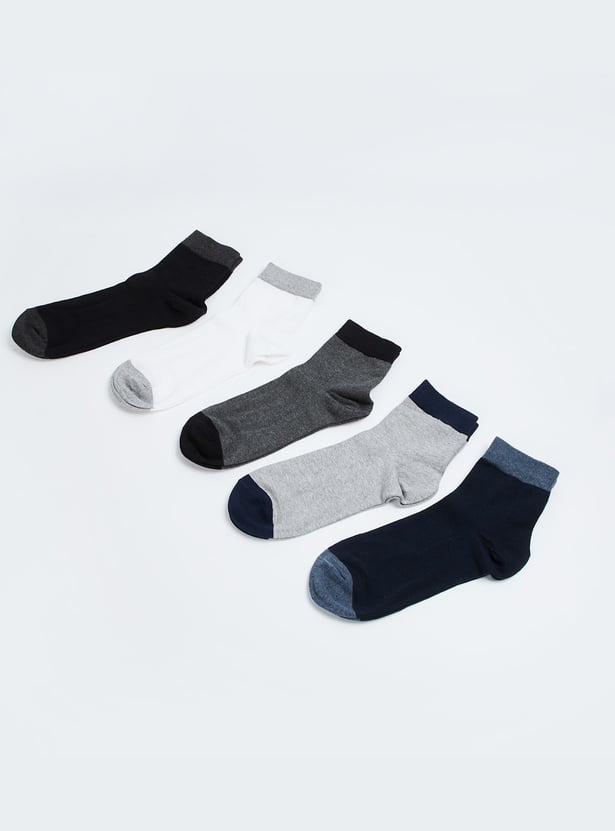 BONJOUR Colourblocked Ankle-Length Socks - Pack of 5