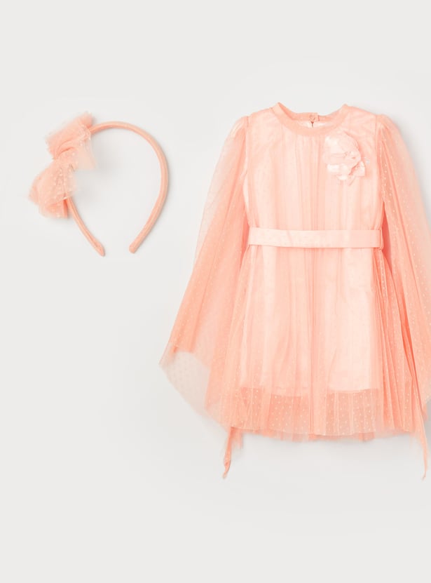 PEPPERMINT Girls Tulle Dress With Headband