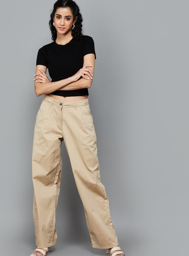 AND Solid Straight Fit Trousers
