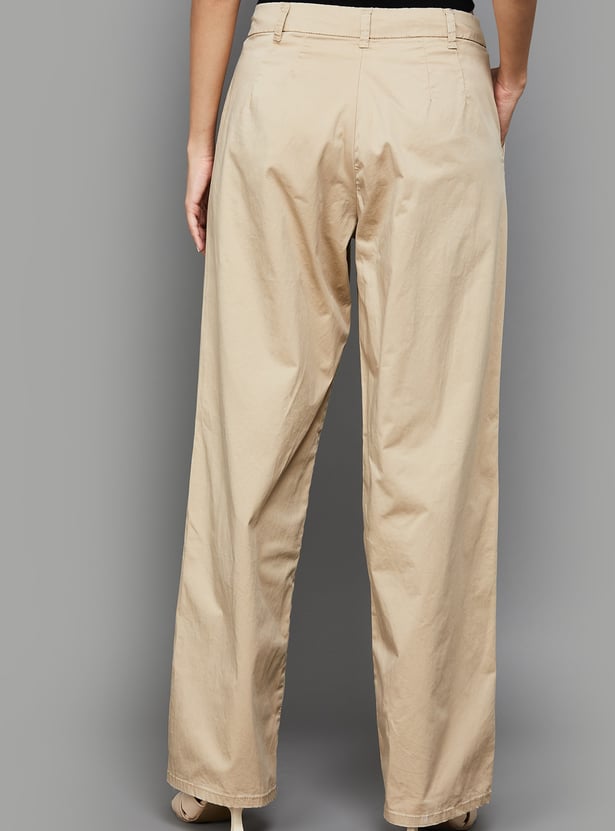 AND Solid Straight Fit Trousers