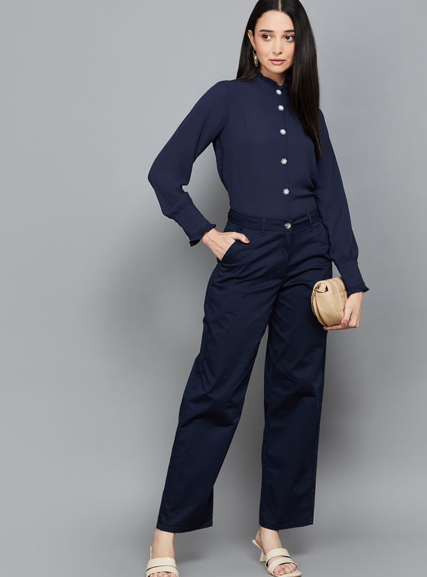 AND Solid Straight Fit Trousers
