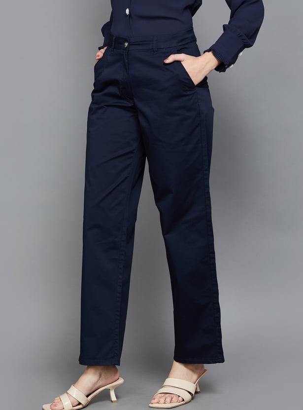 AND Solid Straight Fit Trousers