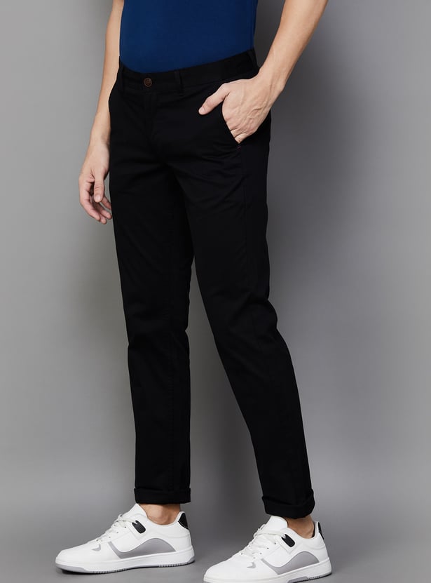 INDIAN TERRAIN Men Solid Brooklyn Trousers (Slim Straight)