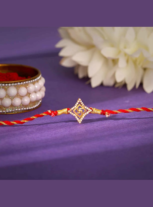 GIVA Sterling Silver Swastik Rakhi Gift Set