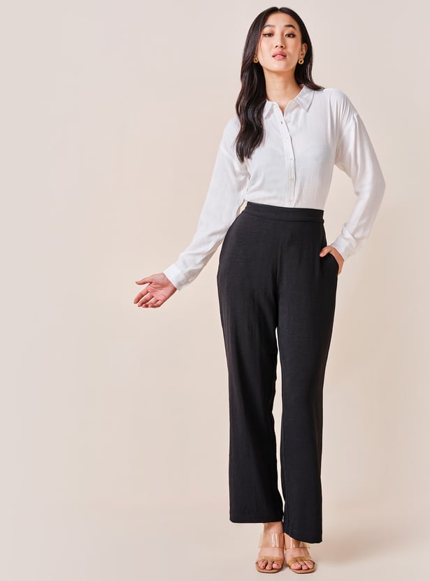 AND Solid Wide Leg Trousers