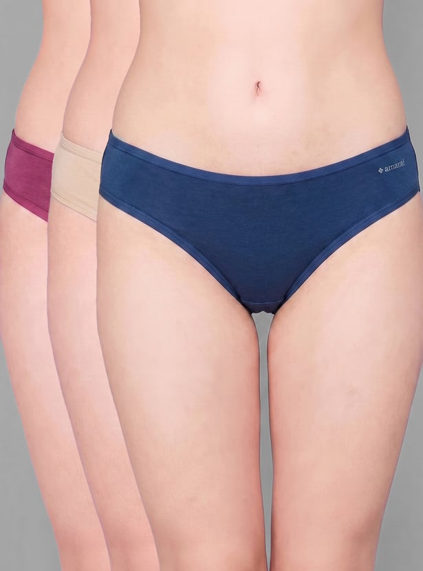 AMANTE Solid Hipster Panty - Pack of 3