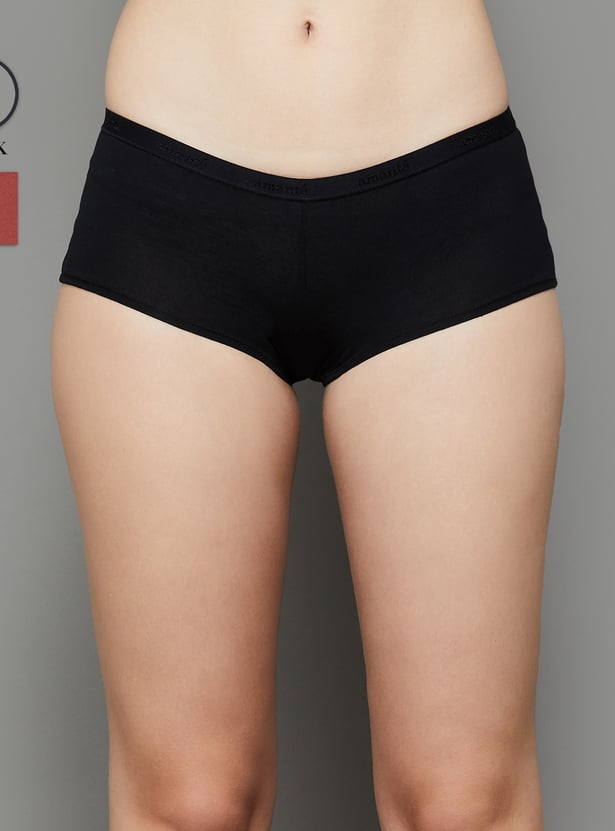 AMANTE Solid Boy Shorts - Pack of 2