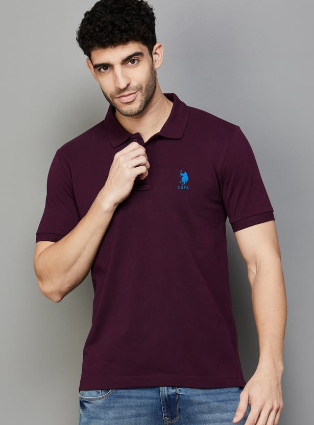 US POLO ASSN Solid Regular Fit Polo T-shirt