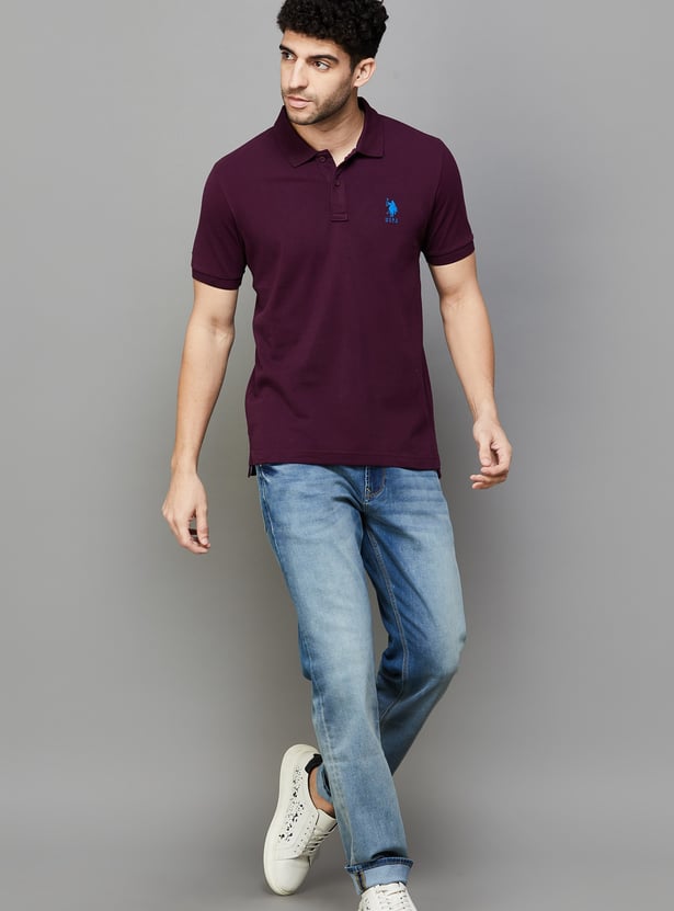 US POLO ASSN Solid Regular Fit Polo T-shirt