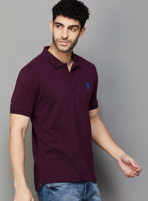 US POLO ASSN Solid Regular Fit Polo T-shirt