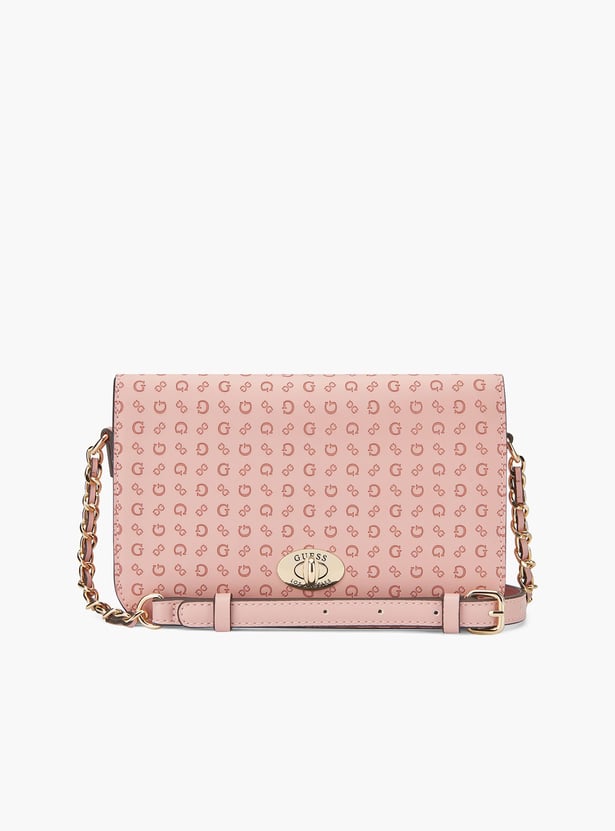 GUESS Branding Chain Accent Sling Bag