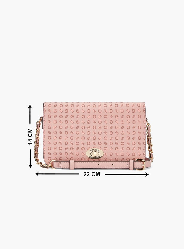 GUESS Branding Chain Accent Sling Bag