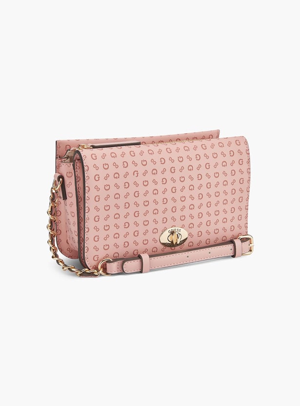 GUESS Branding Chain Accent Sling Bag