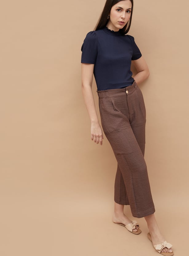 CODE Textured Mock Collar Top