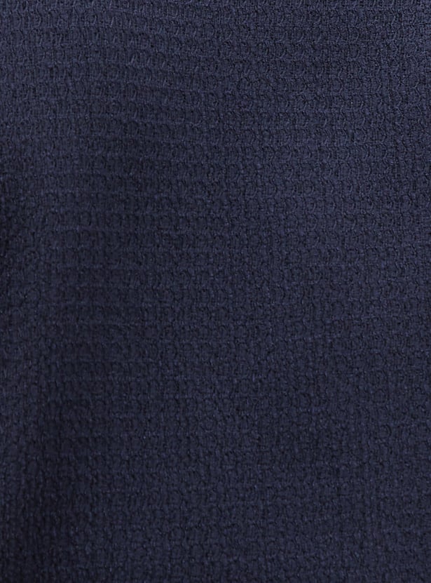 CODE Textured Mock Collar Top
