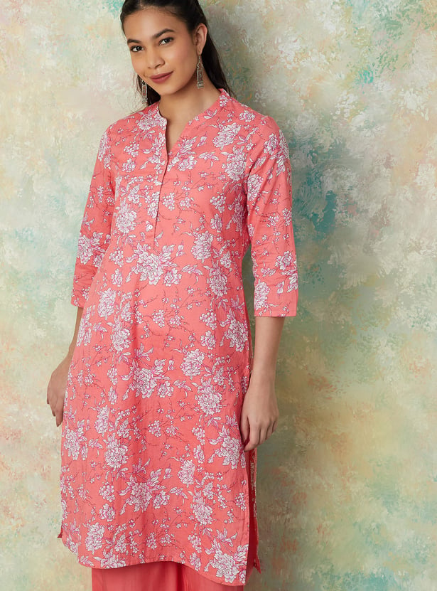 MELANGE Floral Printed Straight Kurta