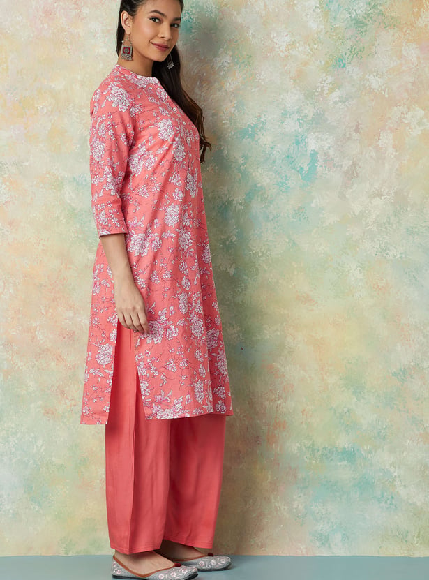MELANGE Floral Printed Straight Kurta