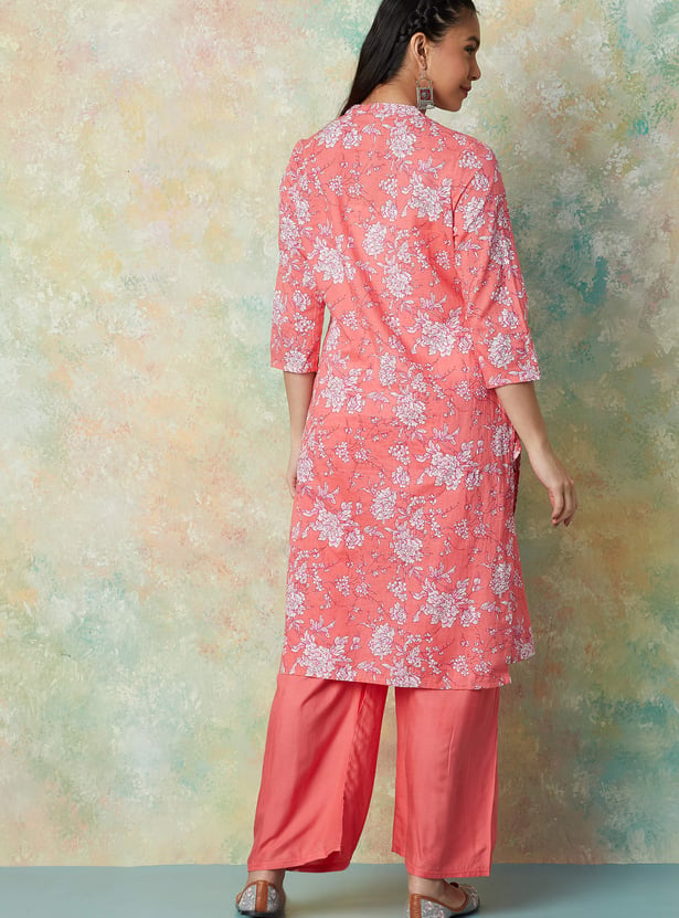 MELANGE Floral Printed Straight Kurta