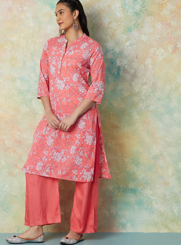 MELANGE Floral Printed Straight Kurta