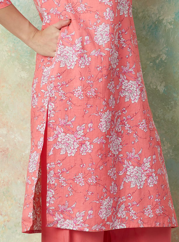MELANGE Floral Printed Straight Kurta