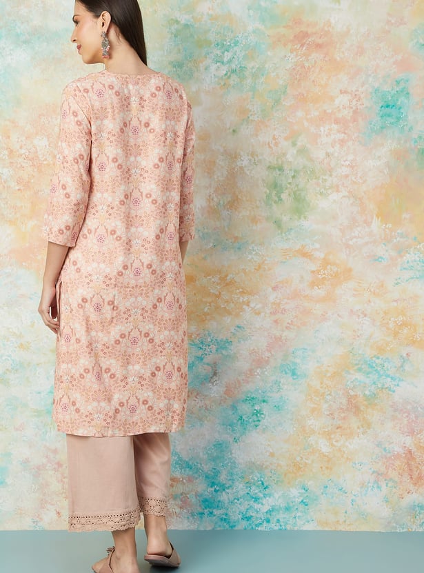 MELANGE Floral Printed Straight Kurta