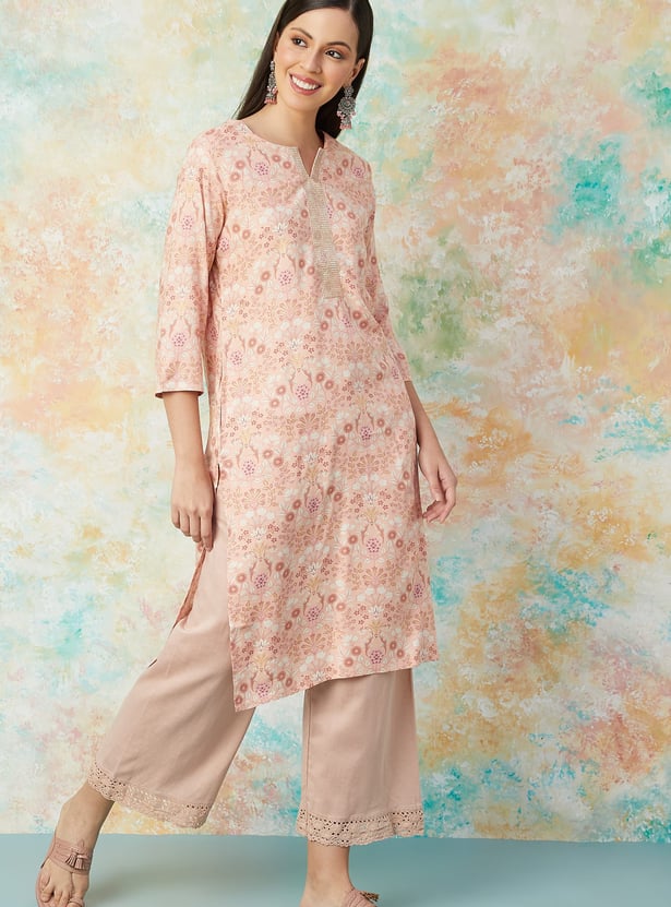 MELANGE Floral Printed Straight Kurta
