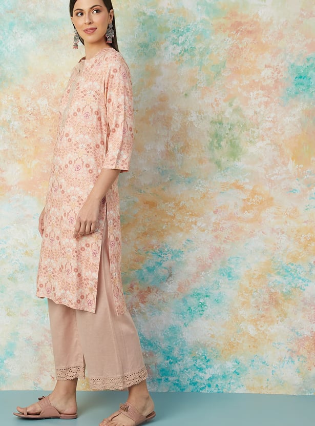 MELANGE Floral Printed Straight Kurta