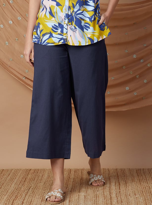 MELANGE Solid Wide Leg Culottes