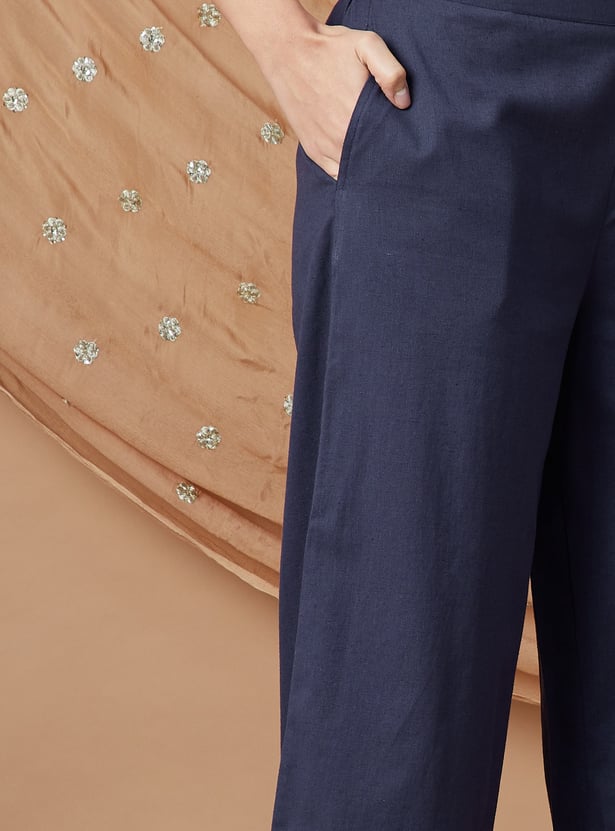 MELANGE Solid Wide Leg Culottes