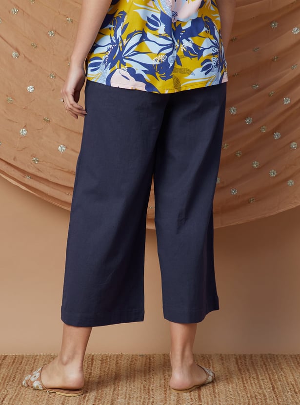MELANGE Solid Wide Leg Culottes