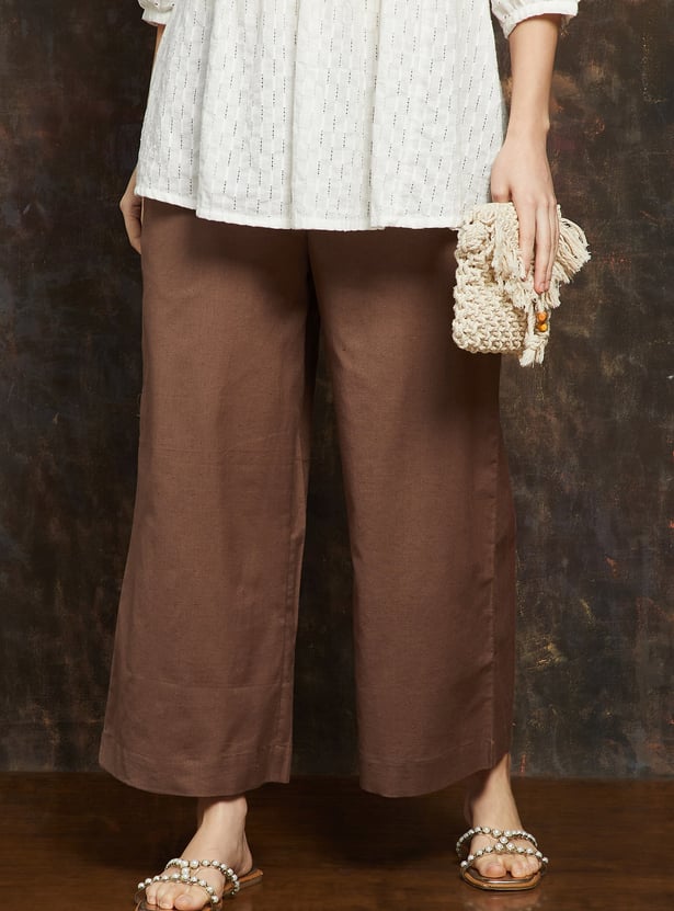 MELANGE Solid Wide Leg Culottes