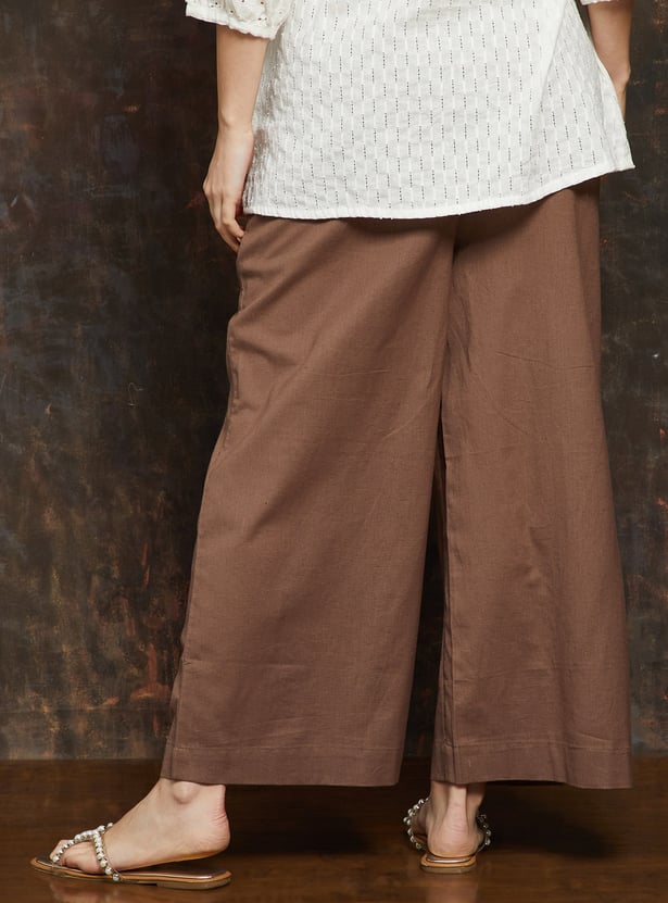 MELANGE Solid Wide Leg Culottes