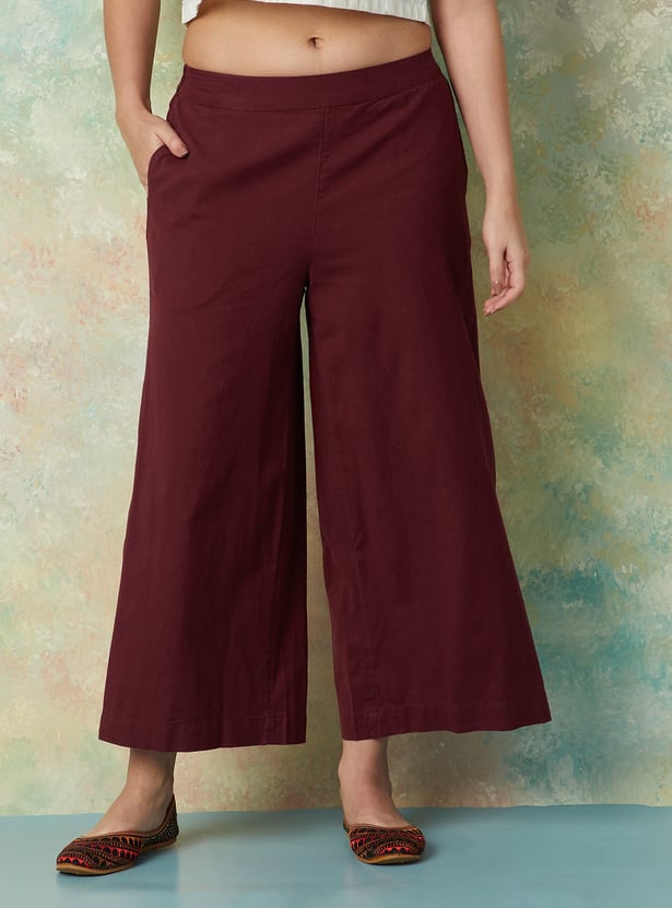 MELANGE Solid Wide Leg Culottes