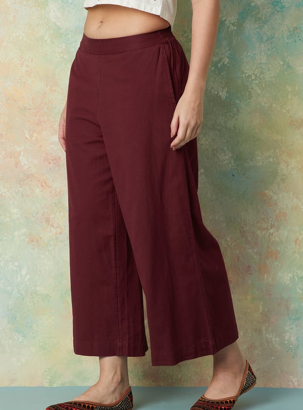 MELANGE Solid Wide Leg Culottes
