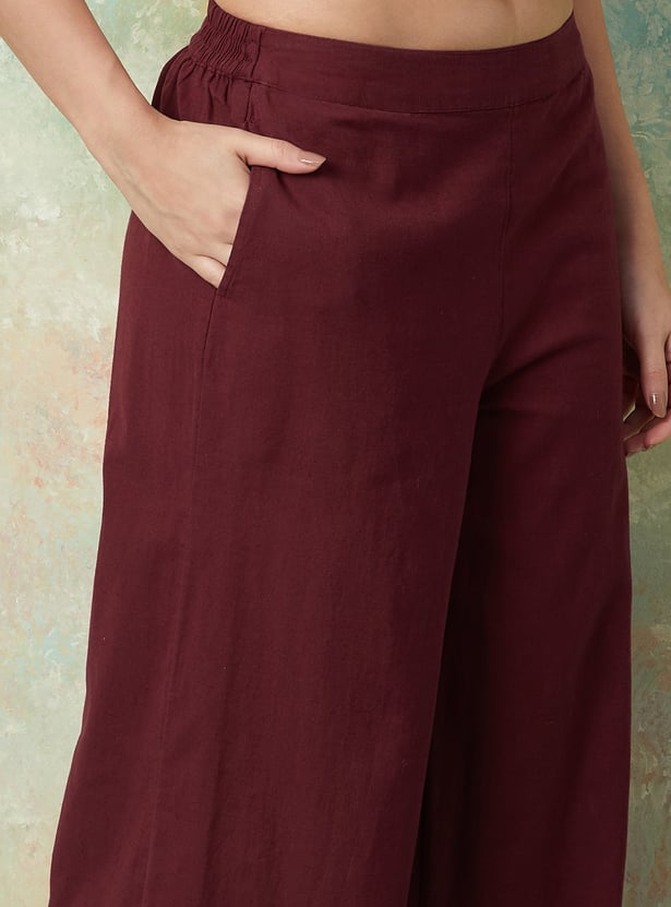 MELANGE Solid Wide Leg Culottes