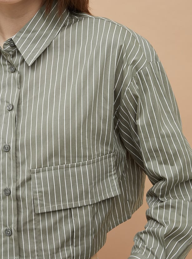 GINGER Striped Crop Shirt