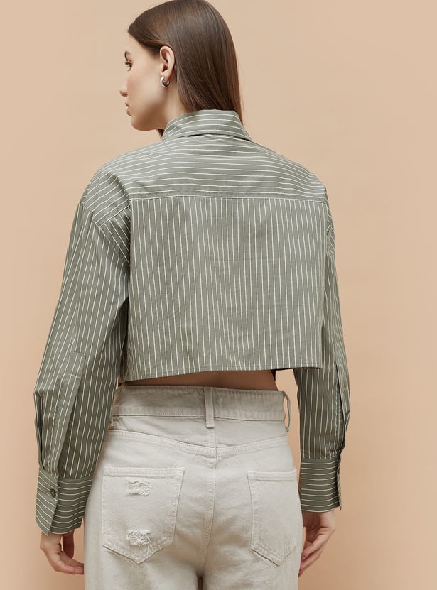 GINGER Striped Crop Shirt