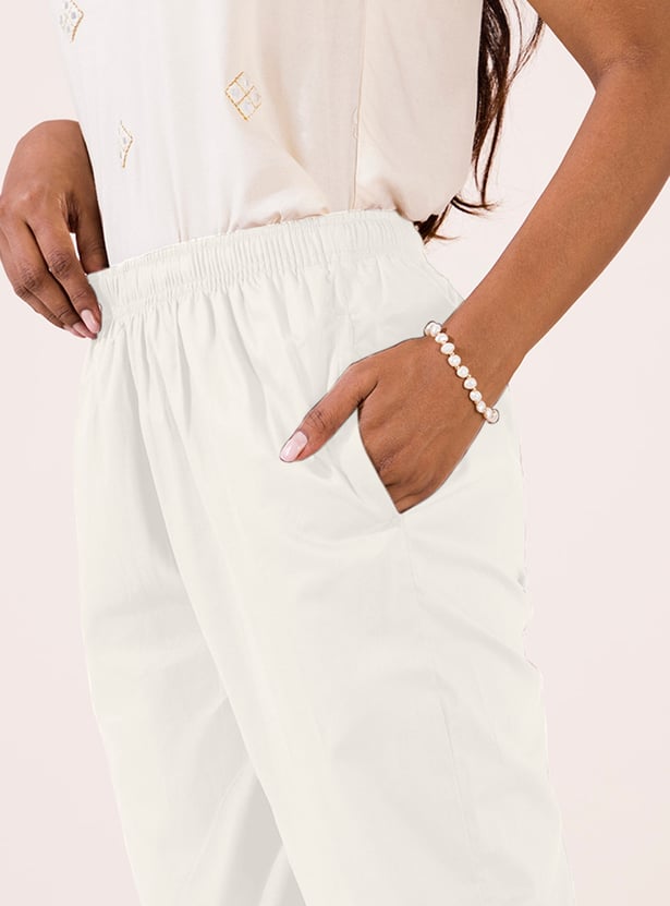 GO COLORS Solid Tapered Fit Straight Pants