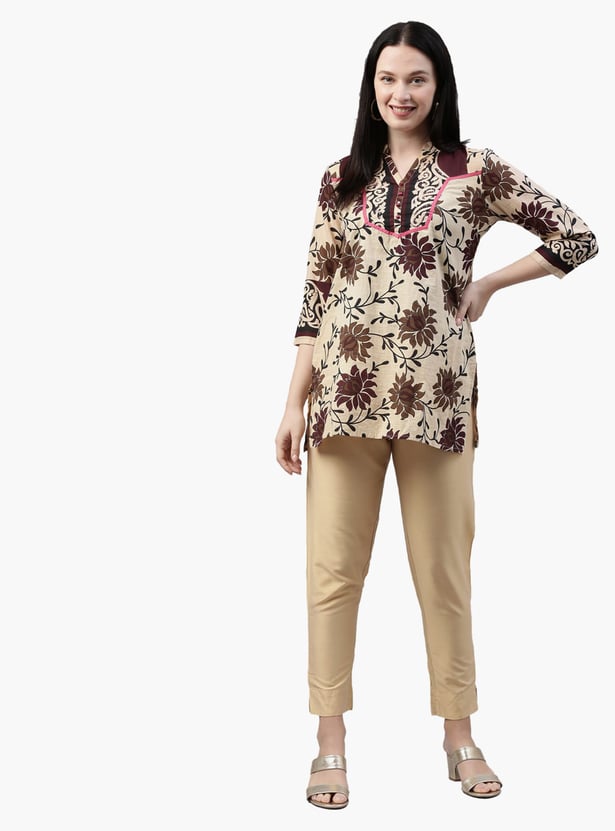 GO COLORS Solid Tapered Fit Metallic Pants