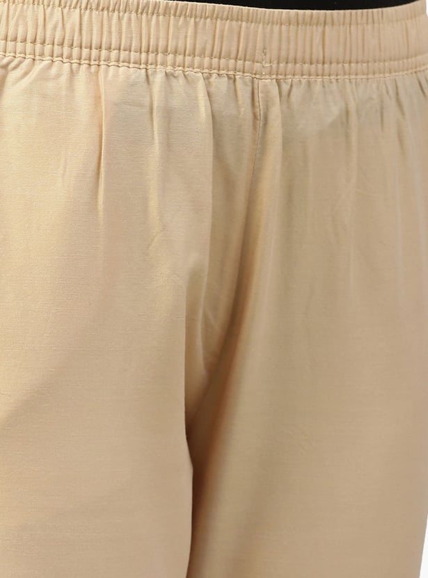 GO COLORS Solid Tapered Fit Metallic Pants
