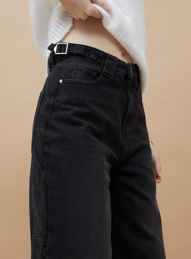 GINGER Solid Baggy Jeans