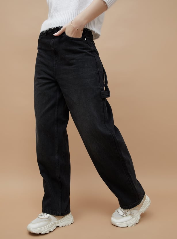 GINGER Solid Baggy Jeans