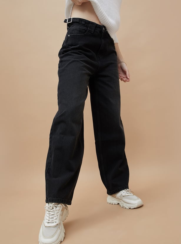 GINGER Solid Baggy Jeans