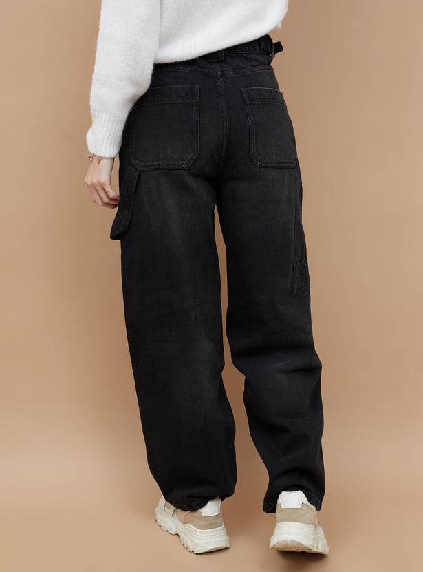 GINGER Solid Baggy Jeans
