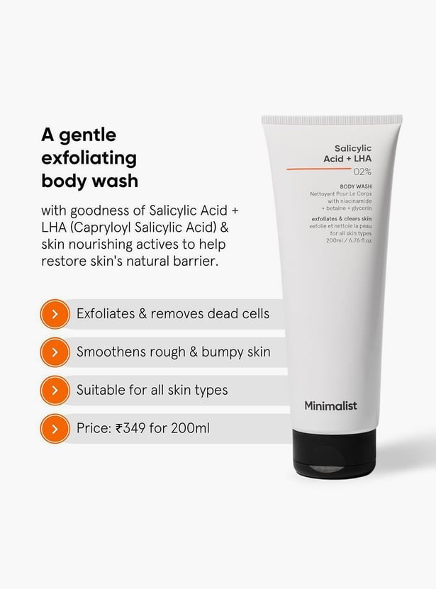 MINIMALIST Salicylic Acid & LHA Exfoliating Body Wash - 200ml